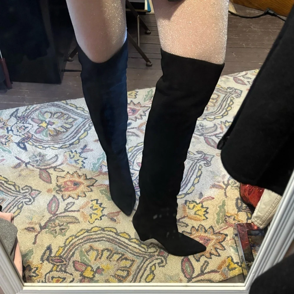 Marc Fisher Black Suede Over-the-Knee Boots 8
